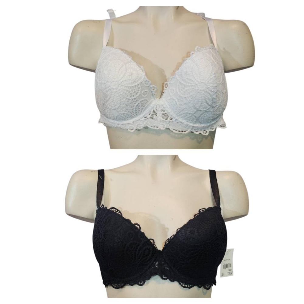 Pure Beauty Set of Elegant Black and White Lace Bras Size‎ 38C